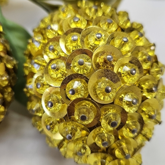 VINTAGE MCM Beaded Sequin Push Pin Fruit Set Apple Lemon Pear - Picture 8 of 8